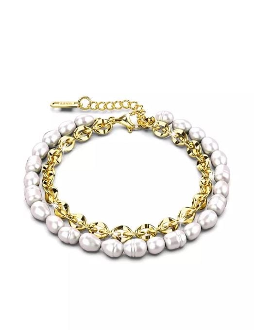 BULLION GOLD Maeve Freshwater Baroque Pearls Layered Bracelet