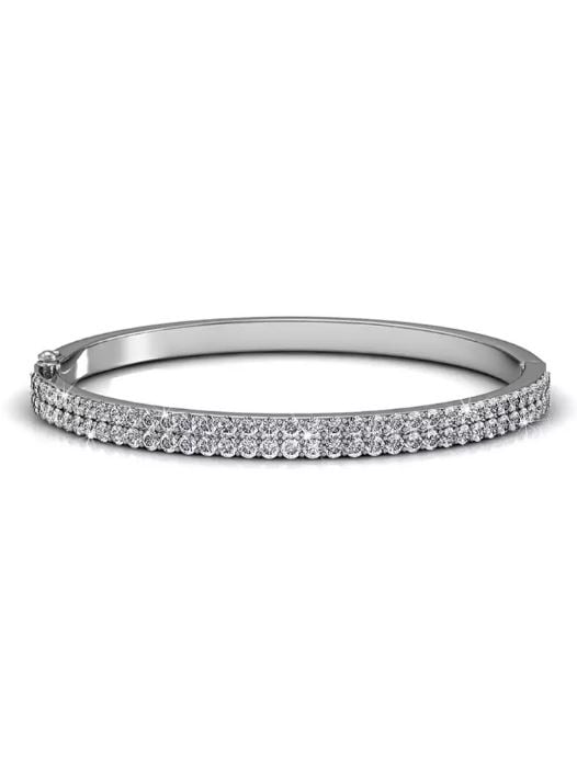 KRYSTAL COUTURE Alexa Bangle Embellished with Swarovski crystals-White Gold/Clear