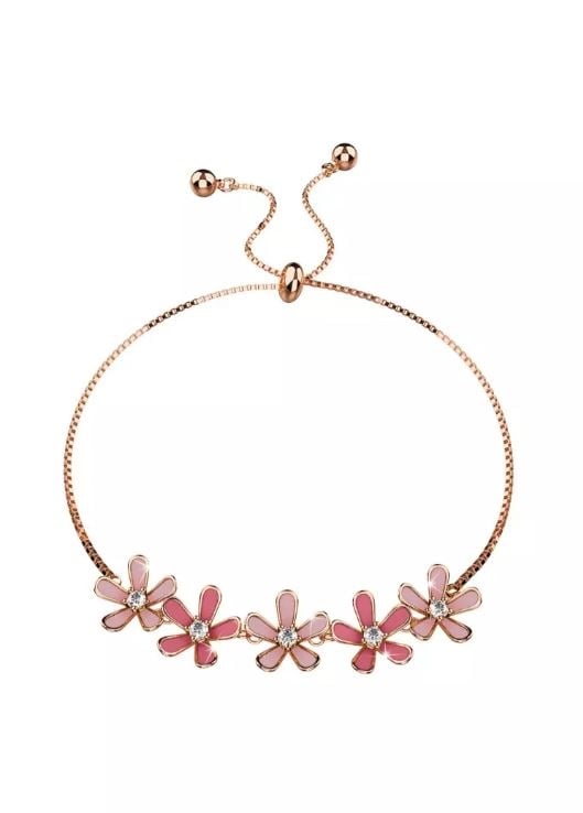 KRYSTAL COUTURE Petalia Pink Bracelet Featured Swarovski Crystals in Rose Gold