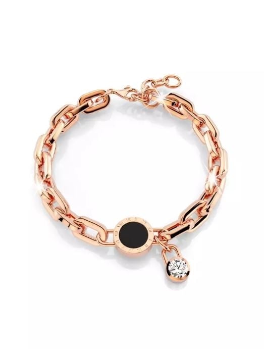 BULLION GOLD Roman Numeral Bracelet in Rose Gold Layered Steel Jewellery