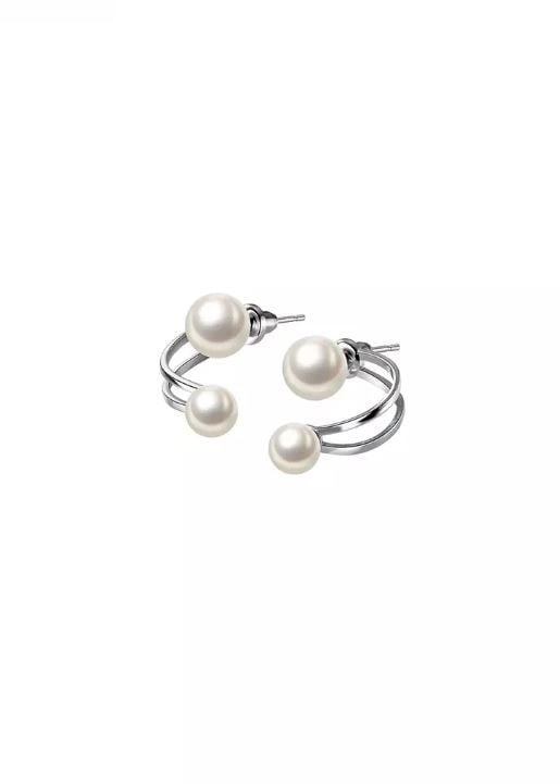 925 Silver Zircon Faux Pearl Earrings JW AR-M01036