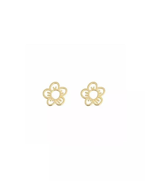 Women's Spring Hollowed Flower Earrings - Gold
