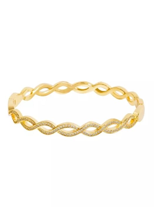 Mikana 14k Gold Plated Hayashi Infinity Bangle Bracelet