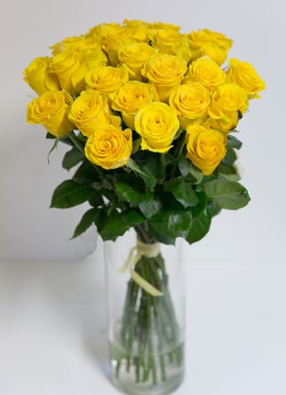 Yellow Roses Round Bouquet, Tied 60Cm Roses (Small)