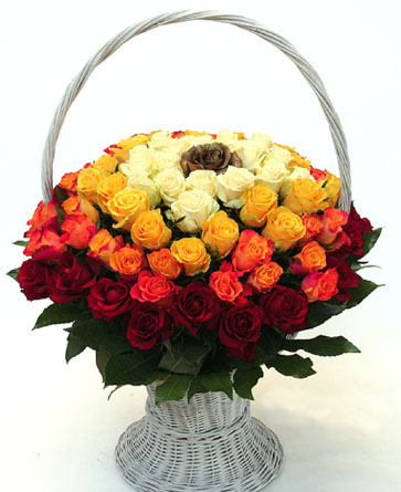 Rainbow Roses Basket (Medium)
