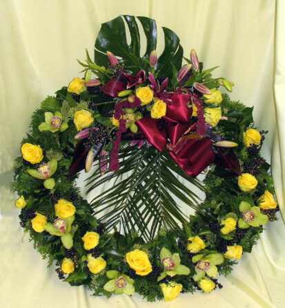 Greek Wreath orchids, liliomokal, roses (Medium)