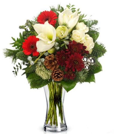 Christmas bouquet with white amaryllis (Medium)