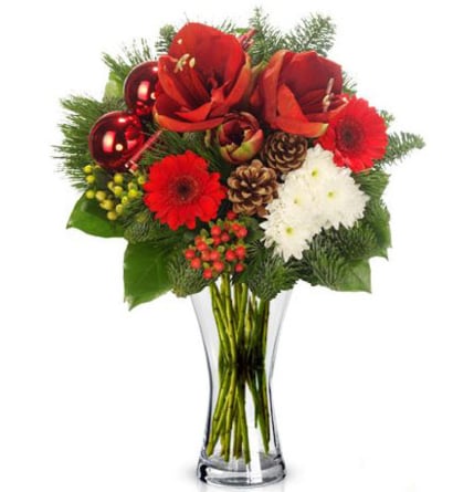 Christmas fantasy bouquet with red amaryllis (Medium)