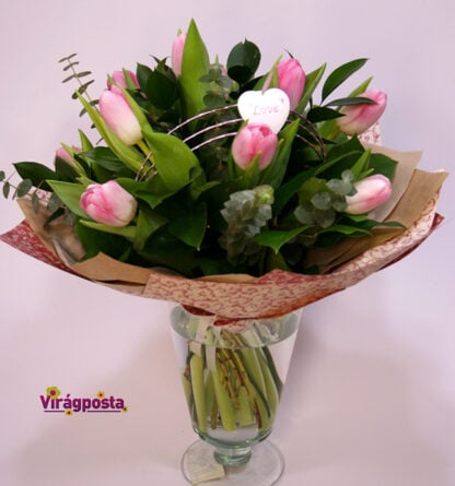 Pink flute - tulip bouquet XL