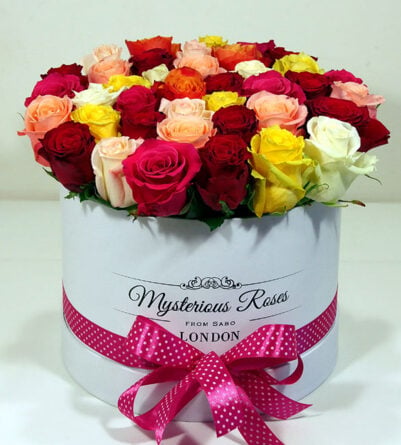 Liquor rose box - colored roses in a cylinder box (Small)