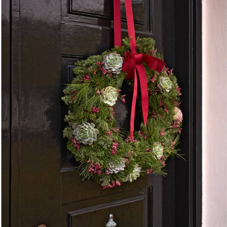 Wreath with red ribbon