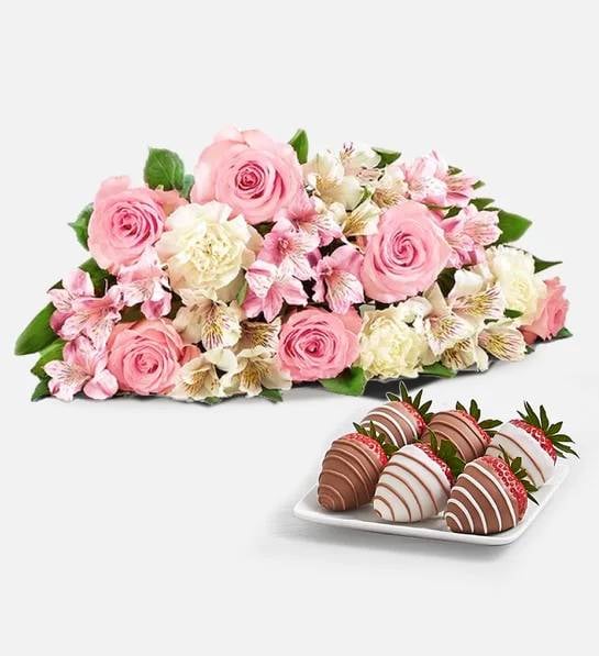 Deliciously Decadent™ Cherished Blooms & Drizzled Strawberries (Cherished Blooms Bouquet Only & 12ct Drizzled Strawberries)