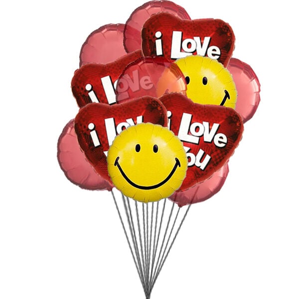 Sparkling Hearts Balloons (6 Mylar Balloons and 6 Latex Balloons)