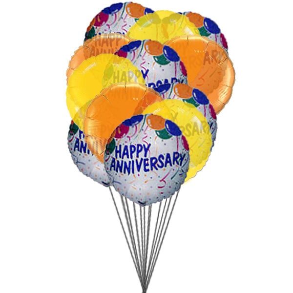 Balloons of wishing happy anniversary (6-Mylar Balloons and 6-Latex Balloons)