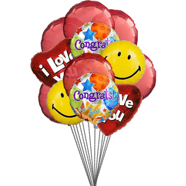 Love and Smile Balloons (6 Latex Balloons and 6 Mylar Balloons)