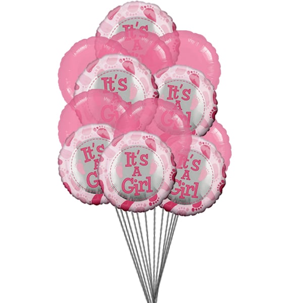 Girly Balloons (6-Mylar and 6-Latex Balloons)