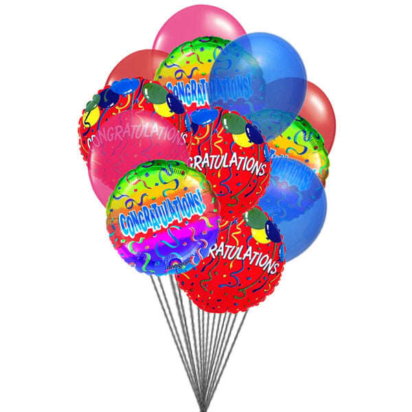 Congratulations with Balloons (6 Latex Balloons and 6-Mylar Balloons)