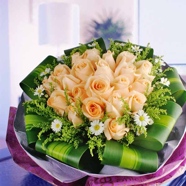 21 Champagne Roses Handbouquet.