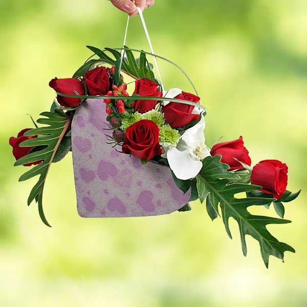 Orchids And  Roses Special Hand Bag Bouquet