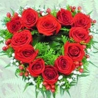 Red Roses arranged in heart shape