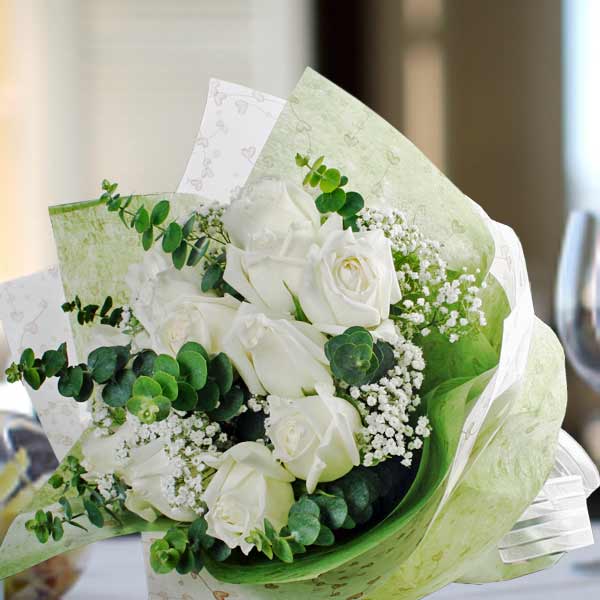 White Roses Hand Bouquet