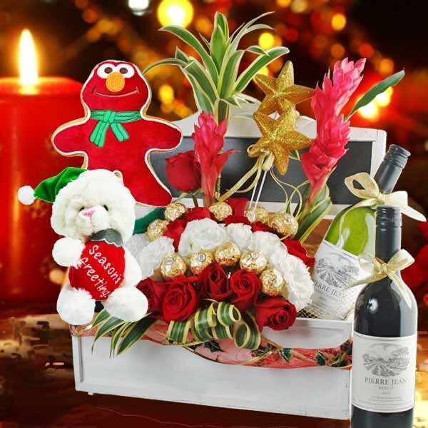 Red Roses With Red & White Wines