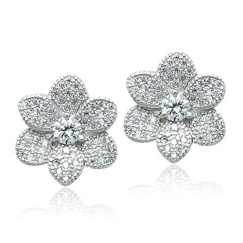 Pavé Cubic Zirconia Stud Earring-1