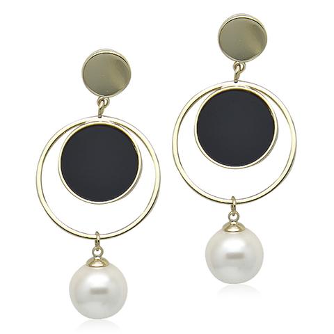 Faux Pearl Gold Drop Earring-1