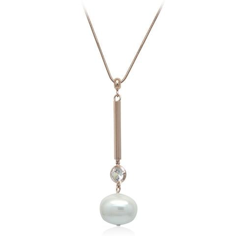 Faux Pearl Rose Gold Y-Necklace