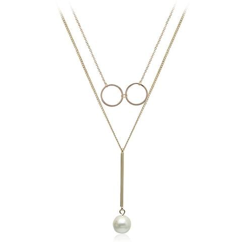 Faux Pearl Layered Y-Necklace