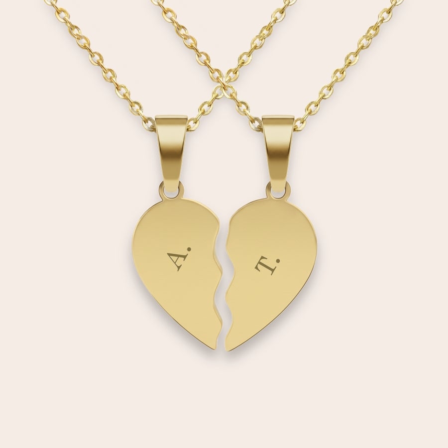 Broken heart necklace engraved