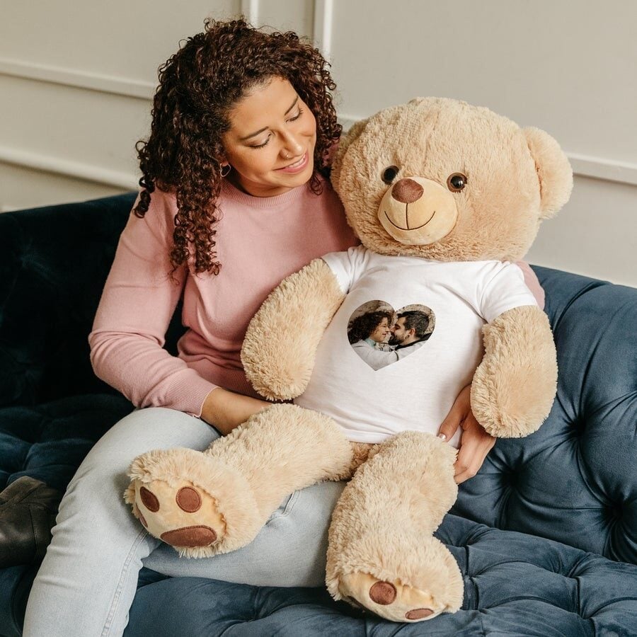 Large teddy bear with photo