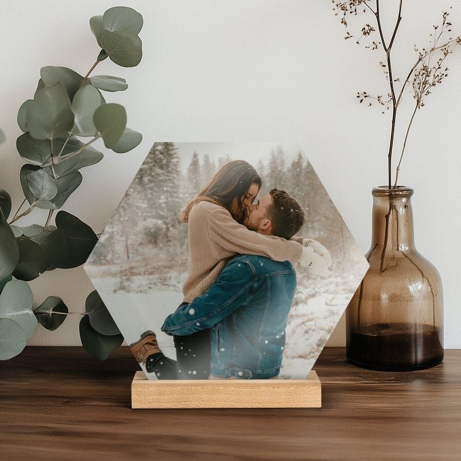Personalize wooden photo tile