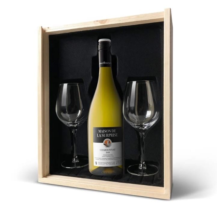 White wine with personal label - Maison de la Surprise Chardonnay (Wine set)