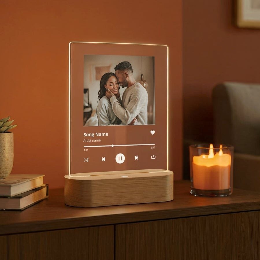 Lamp with Spotify design printed