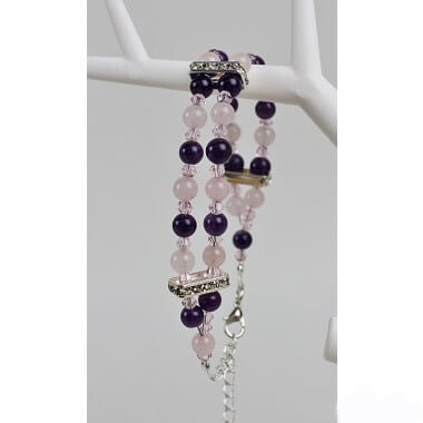Bracelet double Amethyst and Rose Quartz