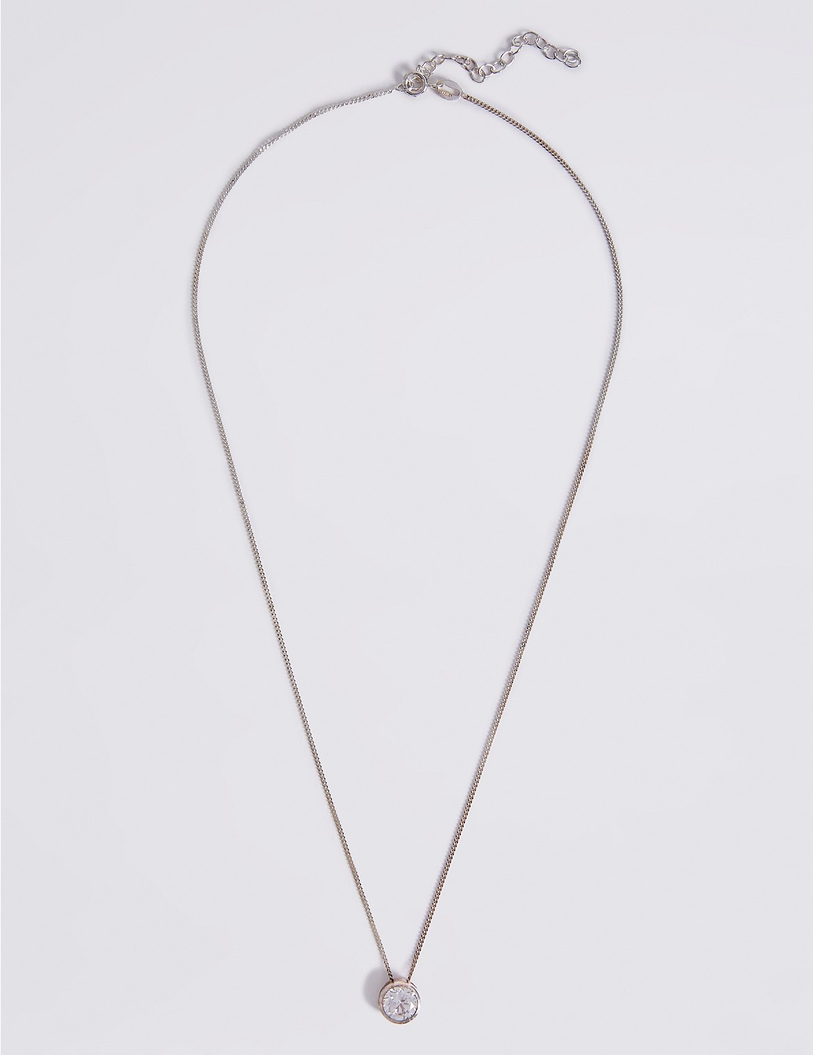 Sterling Silver Floating Stone Diamante Necklace