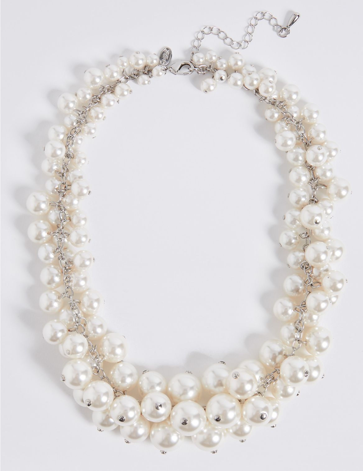 Pearl Effect Cluster Necklace