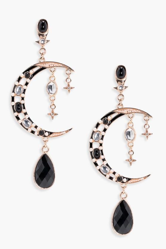 Statement Moon and Star Beaded Earrings