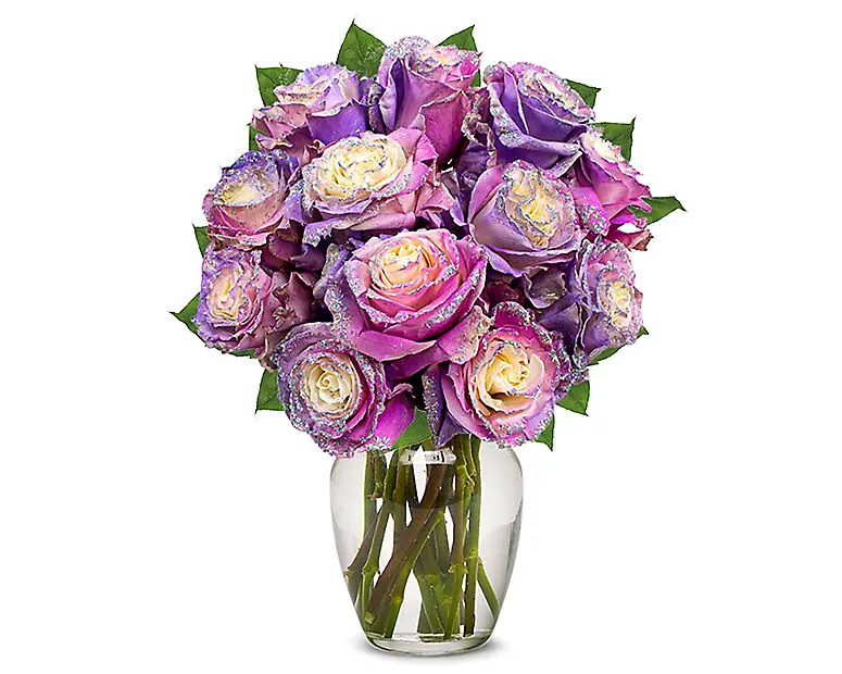 Purple Pastel Glitter Roses