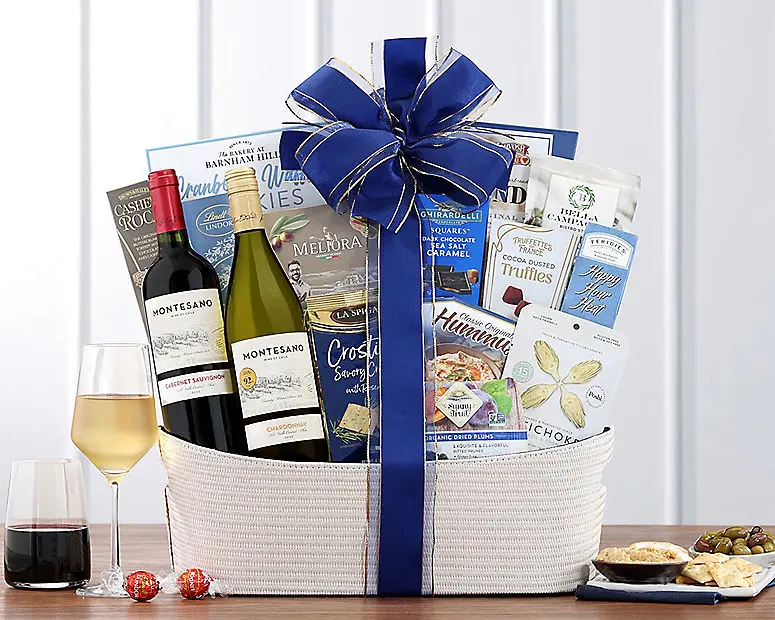 Red and White Kosher Wine Basket