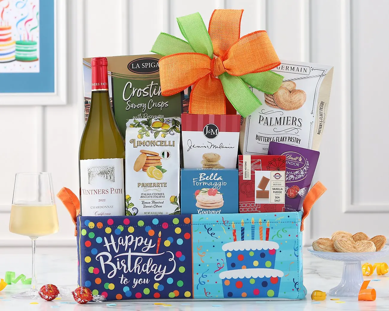 Vintners Path Chardonnay Birthday Wine Basket