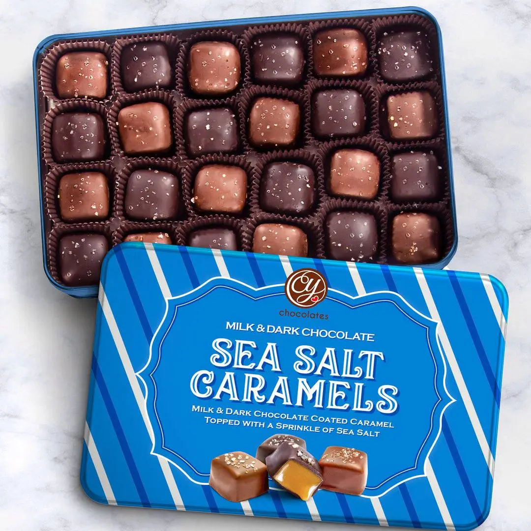 Milk & Dark Chocolate Sea Salt Caramels Gift Tin