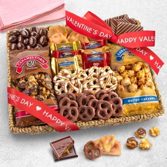 Happy Valentine's Day Chocolate, Caramel and Crunch Grand Gift Basket