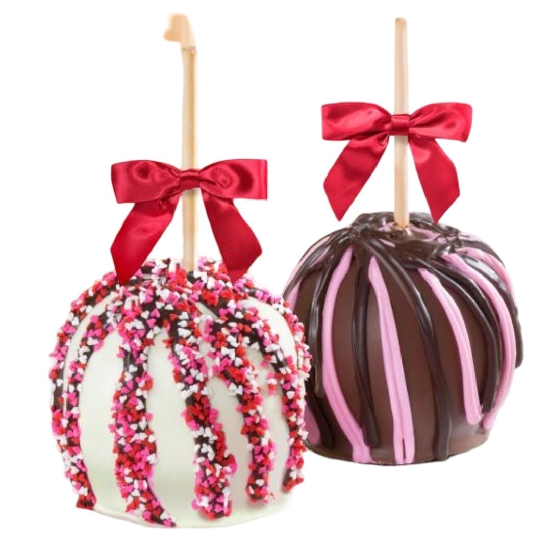 Sweet Love Chocolate Covered Caramel Apples Pair in a Wooden Gift Crate
