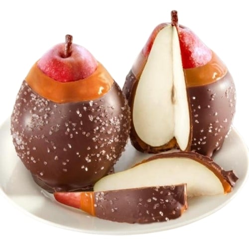 Chocolate Covered Caramel Dipped Pears Duo