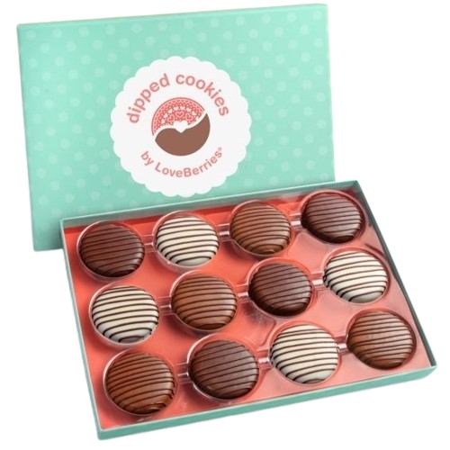 12 Dark, Milk and White Delight Chocolatey Covered Cookies
