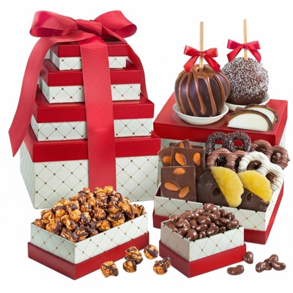 Chocolate Perfection Gift Tower with Caramel Apples