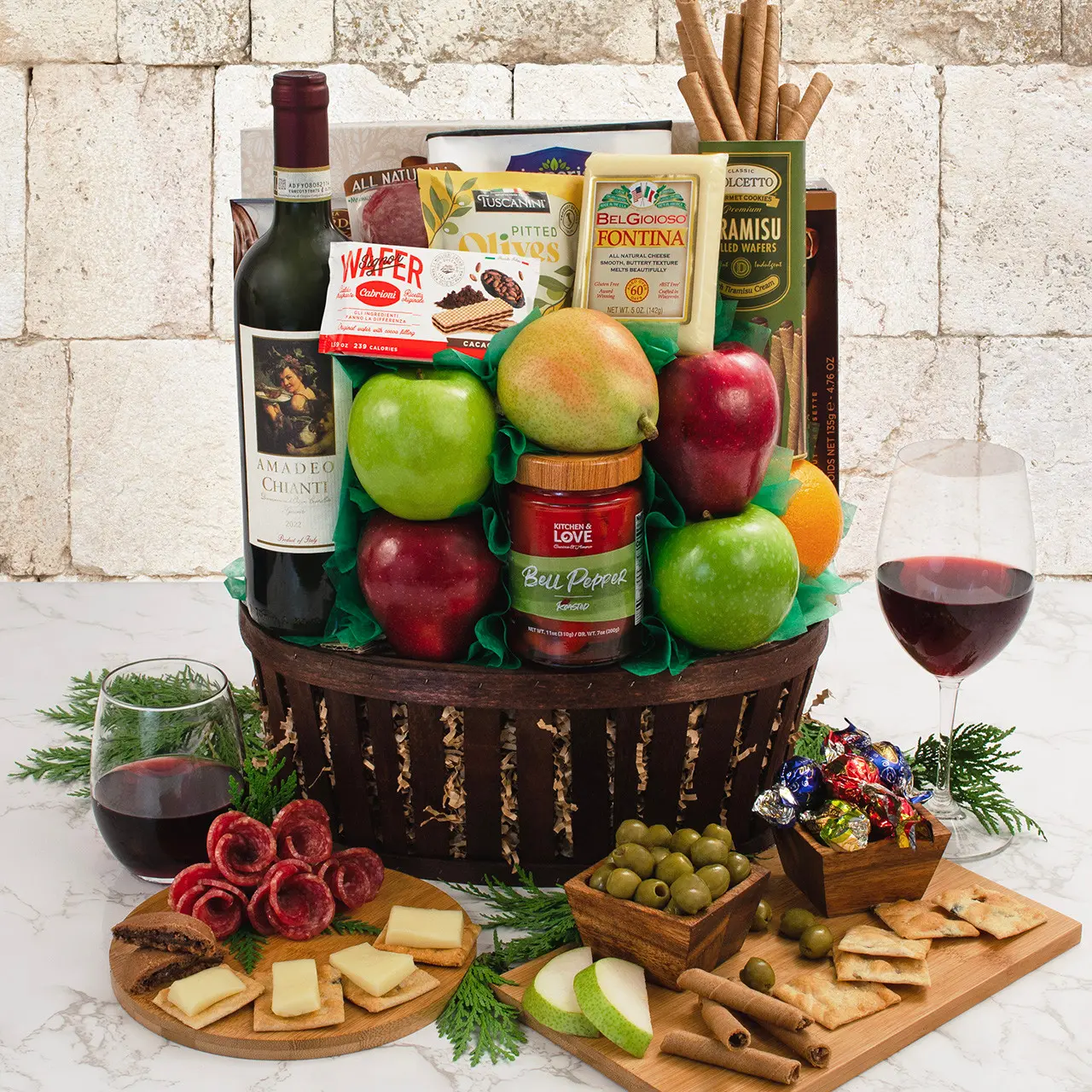 Festa Italiana Chianti & Fruit Gift Basket
