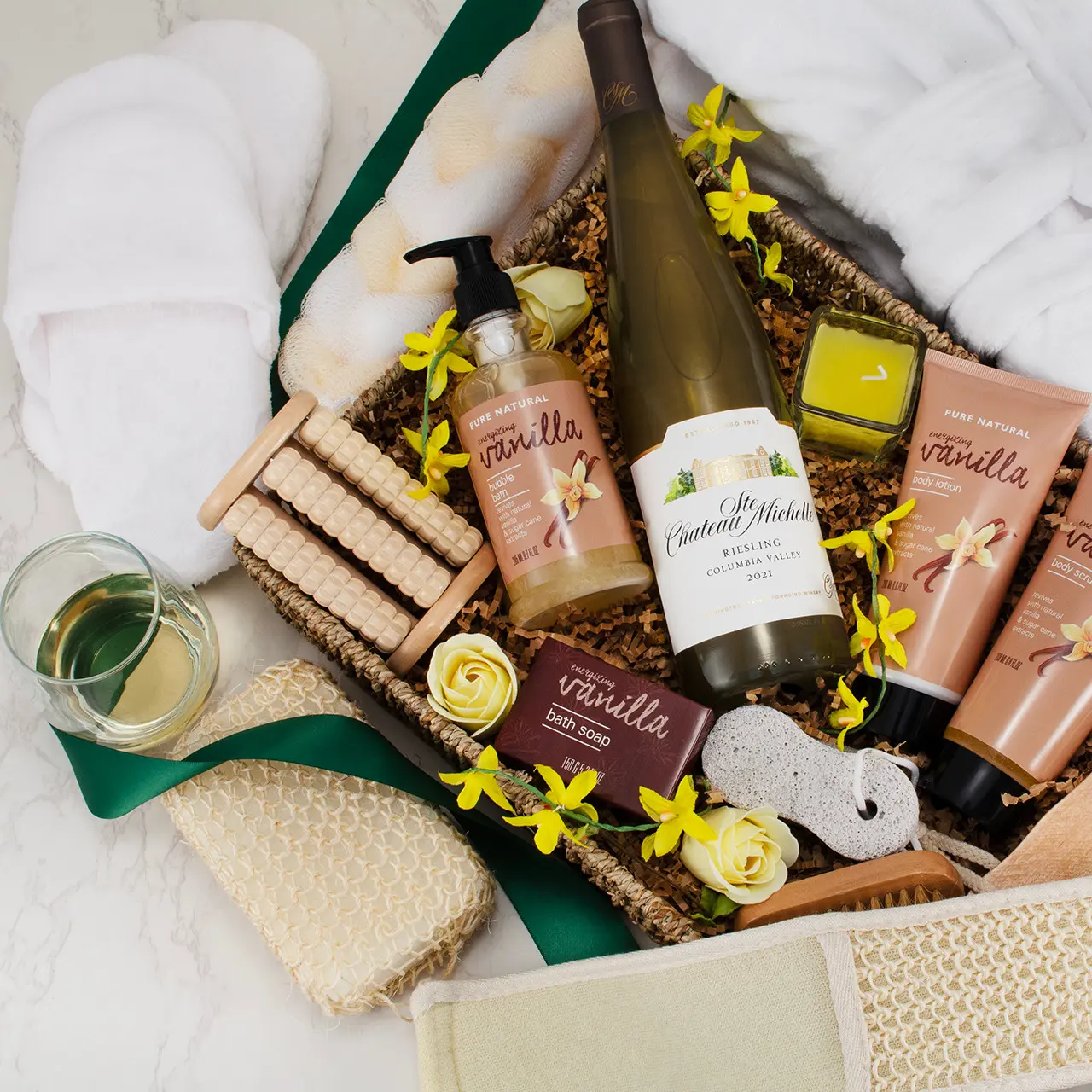 Epitome of Luxury Spa & White Wine Gift Basket